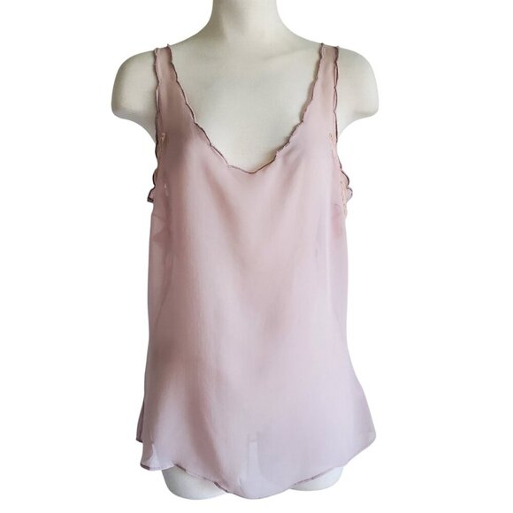 New Romantics Free People Coquette Sheer Applique Scalloped Edge Pink Cami S - Picture 3 of 16